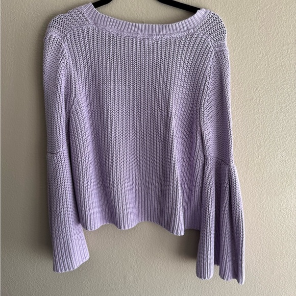 Free People Damsel Lavender Belle Sleeved Vneck Knit Pullover Sweater - small - Picture 6 of 12